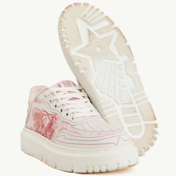 Dior Addict Framboise Toile de Jouy Neoprene Low-Top Sneakers - Picture 4 of 13